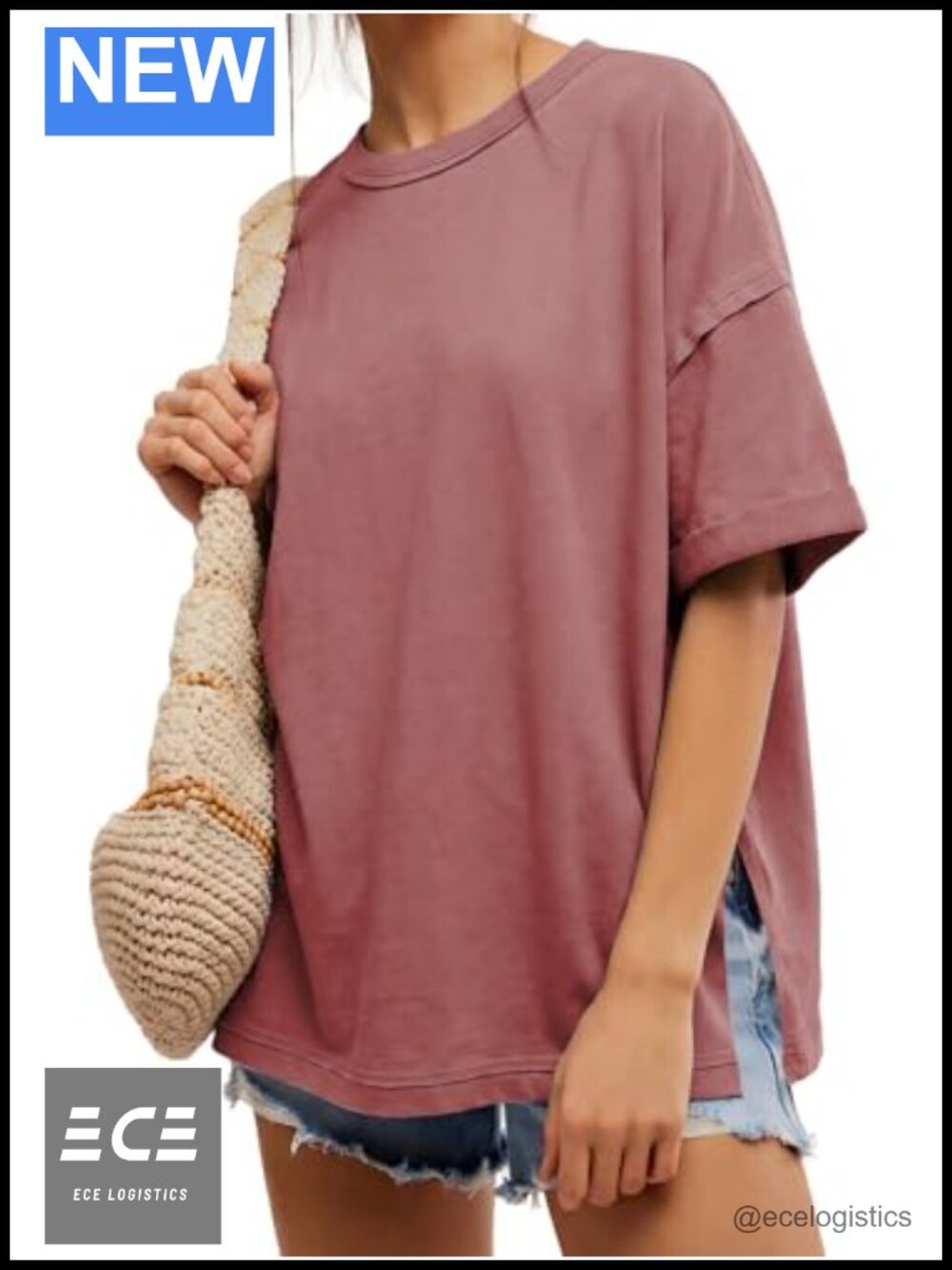 Womens Oversized T Shirt Short Sleeve Tunic Crewneck Loose Fit Gym Workout Top